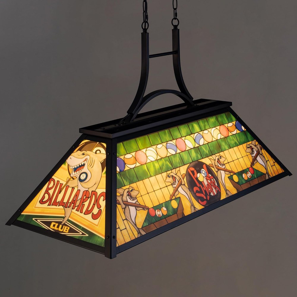 TOCHIC Vintage Pool Table Light, 3-Light Rustic Billiards Light Green