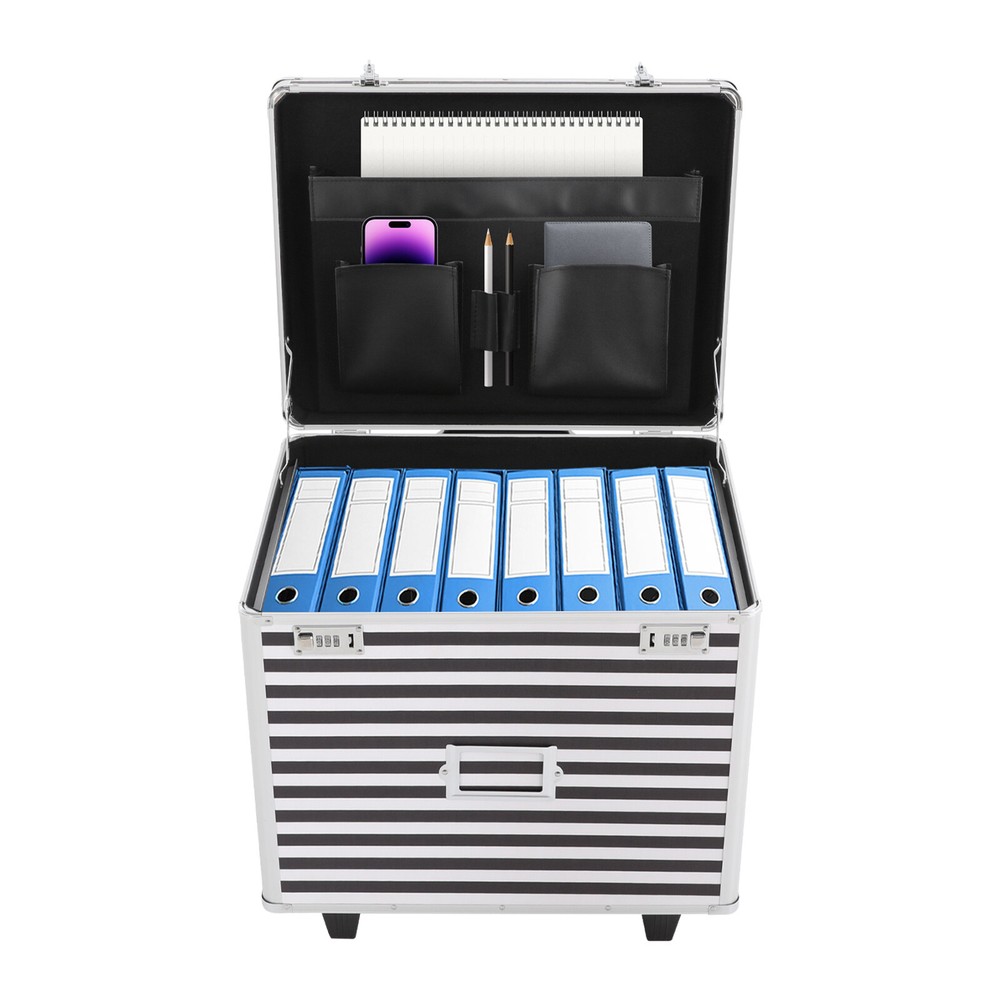 Lockable Mobile Rolling File Storage Chest Letter Document Telescopic Pole Case