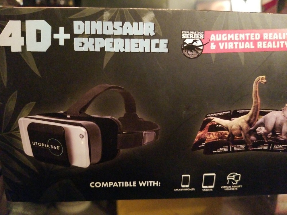 NEW 4D+ Dinosaur Experience Augmented Reality Cards + VR Virtual Reality Headset