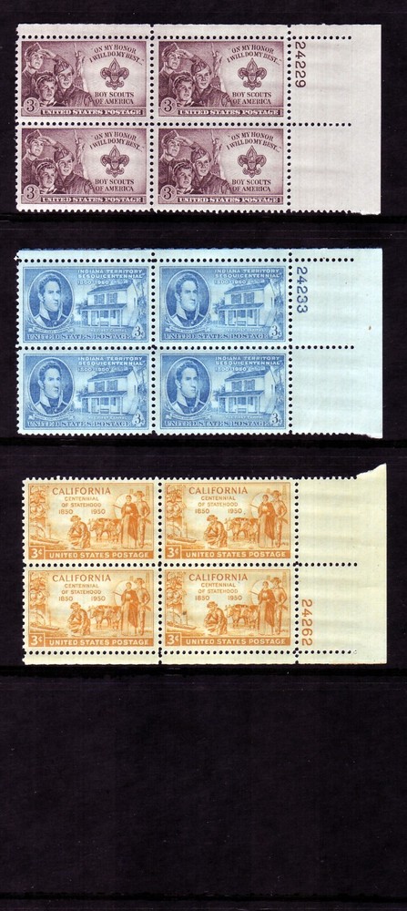 1950 COMMEMORATIVE PLATE BLOCK YEAR SET. (11) DIFFERENT. SCV $11