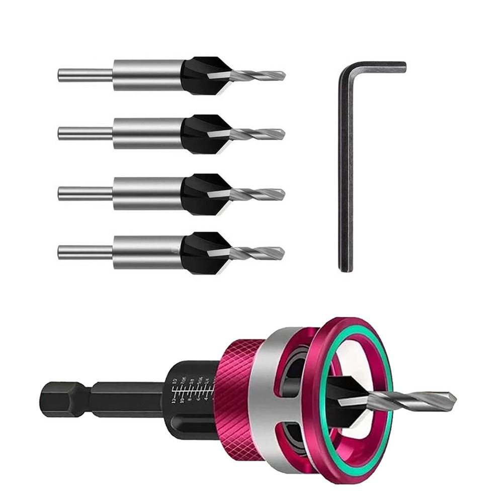 6PCS Countersink Drill Bit Kit for Wood Chipboard and Plywood Sheet Materials