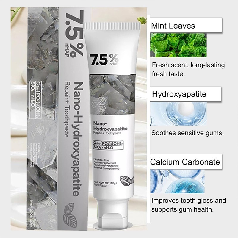 7.5% Hap Nano-Hydroxyapatite Toothpaste Remove Deep Clean 2 PACK
