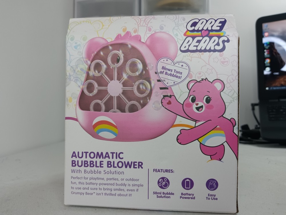 Care Bears Cheer Bear Automatic Bubble Machine – Includes Bubble Solution