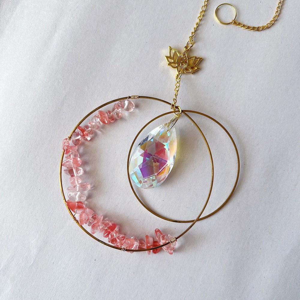 Pink Rock Bead Circle Suncatcher