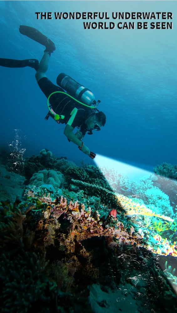 Powerful Underwater Dive Torch Rechargeable IP8 Waterproof Scuba Flashlight