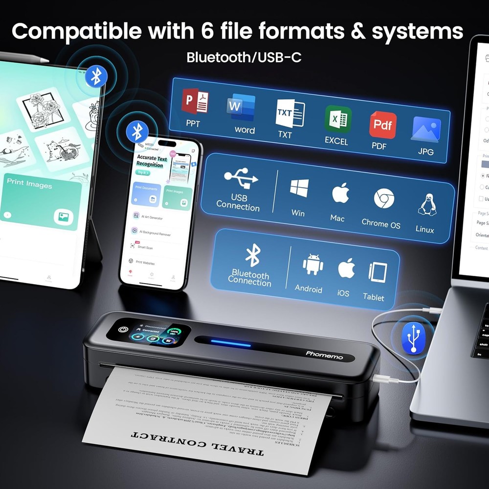 Phomemo M832D Thermal Printer Wireless Touchscreen Printer Support US Letter/ A4