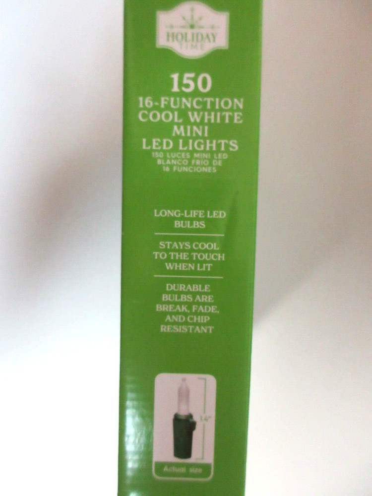 Holiday Time Mini LED String Lights 150 Cool White 16 Function Corded NEW