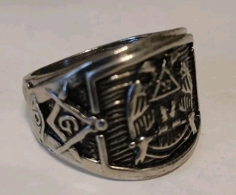 Silver Masonic Ring SIZE 9 Master Mason Scottish Rite 32° Freemason DBL Eagle