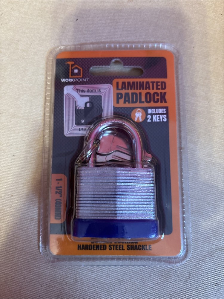 Work Point Laminated Padlock 1/2 Inch Shackle Includes 2 Keys