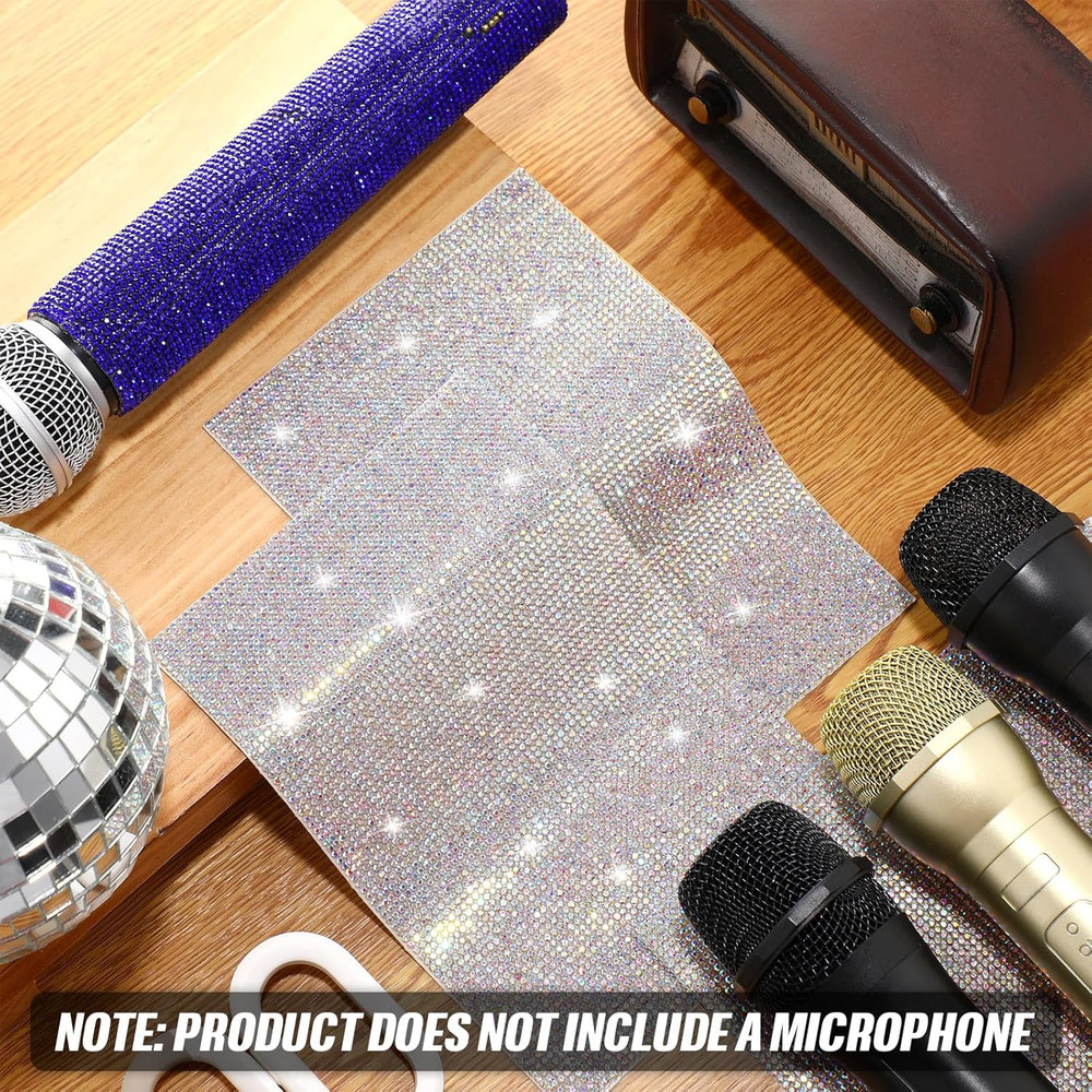 3 Pcs Microphone Prop Sparkly Bling Handle Cover Stickers Micro Sleeve Glitter M