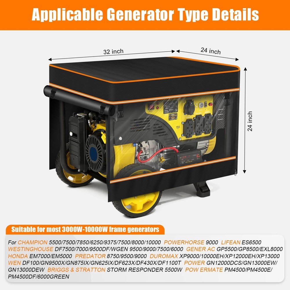 Generator Covers While Running, Heavy Duty 600D Waterproof Oxford Fabric, Tra...