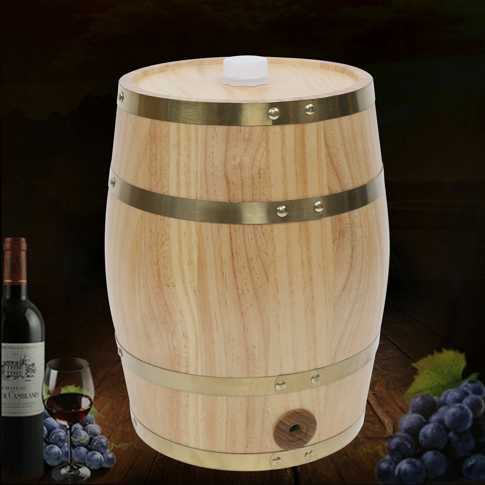 10L Pine Wood Barrel for Wine & Whiskey Storage - Stylish & Durable