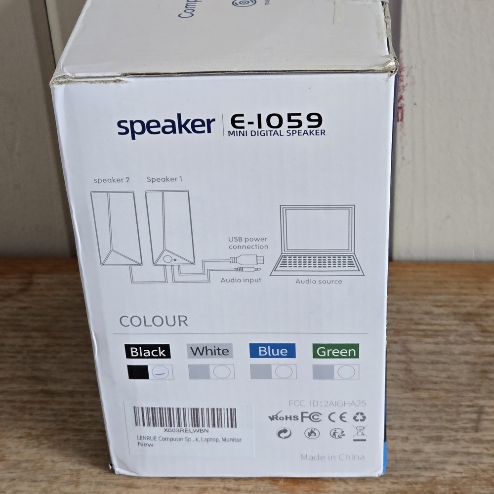 Lenrue E-1059 Mini Digital USB Computer Speakers - Black