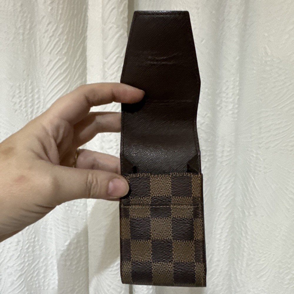 Authentic Louis Vuitton Damier Ebene Pouch Case Brown