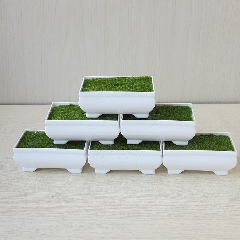 White Rectangular Plastic for Artificial Plants Modern Minimalist Decor