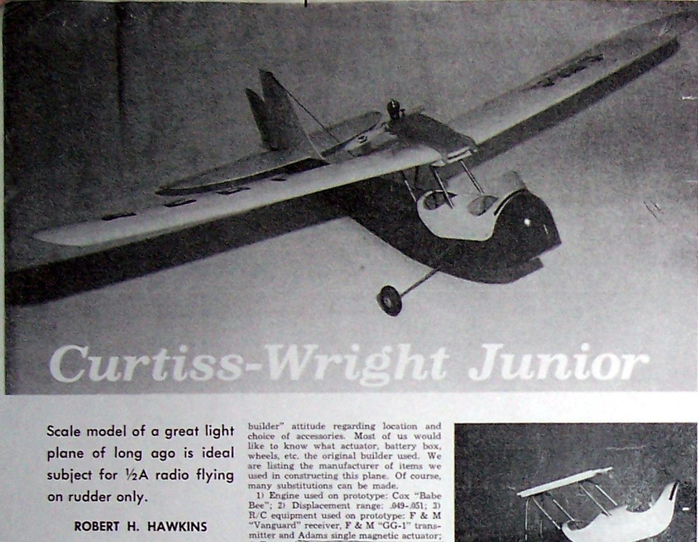 CURTISS-WRIGHT JR. & DRAFTY PLANS + BUILDING ARTICLES RC & FF Model Airplanes
