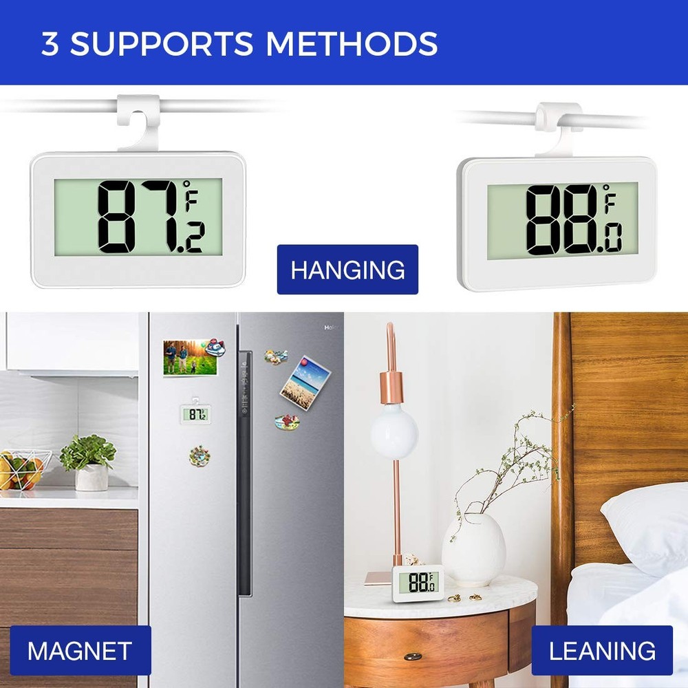 Mini Refrigerator Fridge 2 Pack Digital Freezer Thermometer Waterproof White
