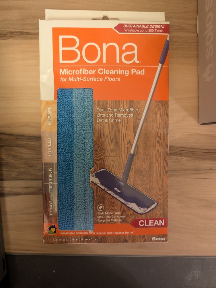 Bona Microfiber Floor CLEANING PAD 5" x 18" Replacement Mop Head