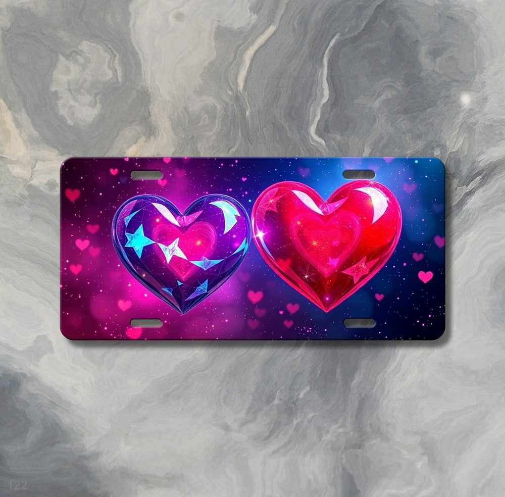 Romantic Hearts License Plate Personalized Auto Tag Gift Idea