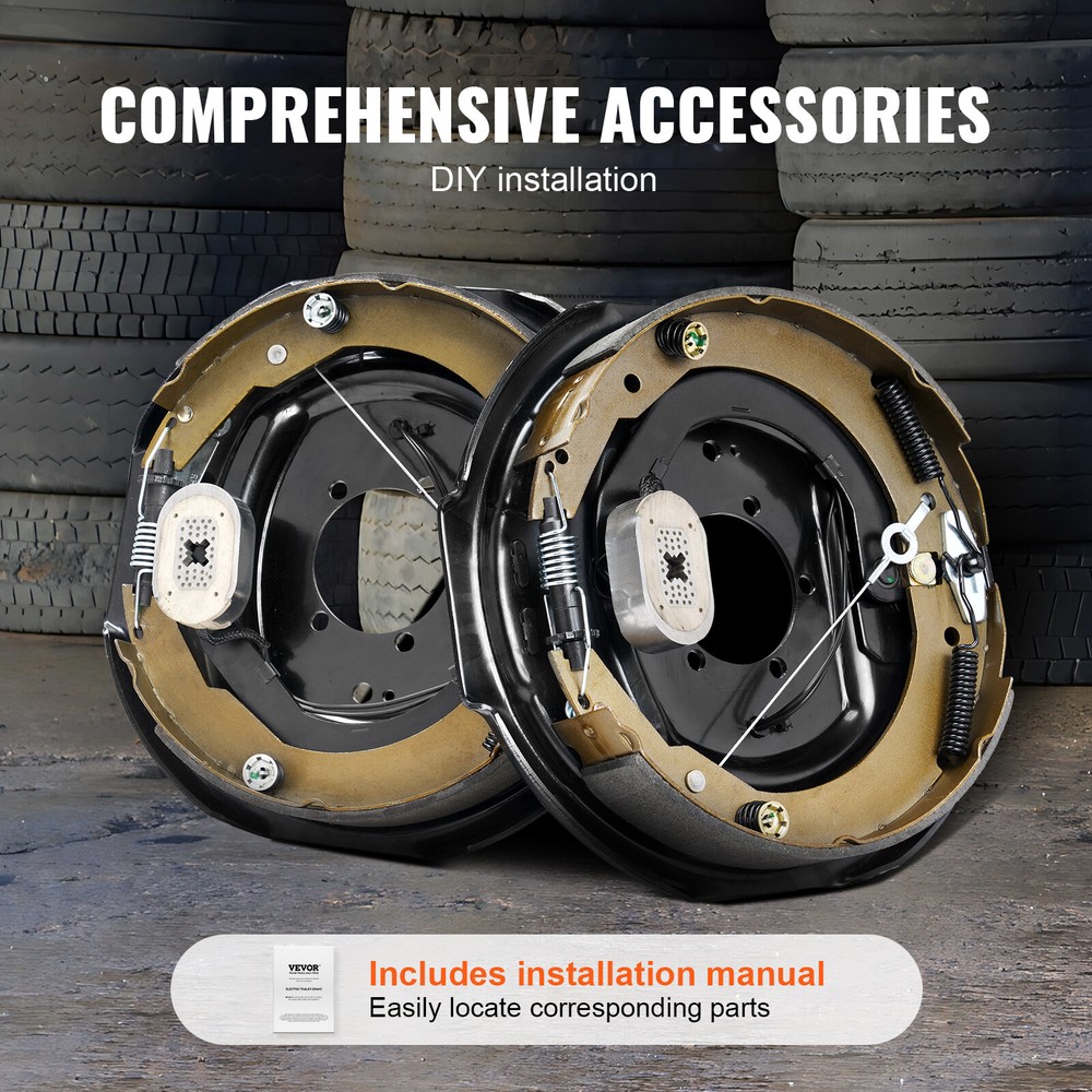 VEVOR Electric Trailer Brake 12" x 2" Self-Adjusting Assembly 1 Pair 7000 lbs