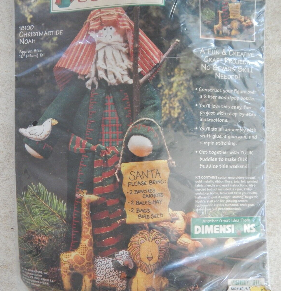 Open Dimensions Bottle Buddies Felt Kit CHRISTMASTIDE NOAH #18100 Needle Missing