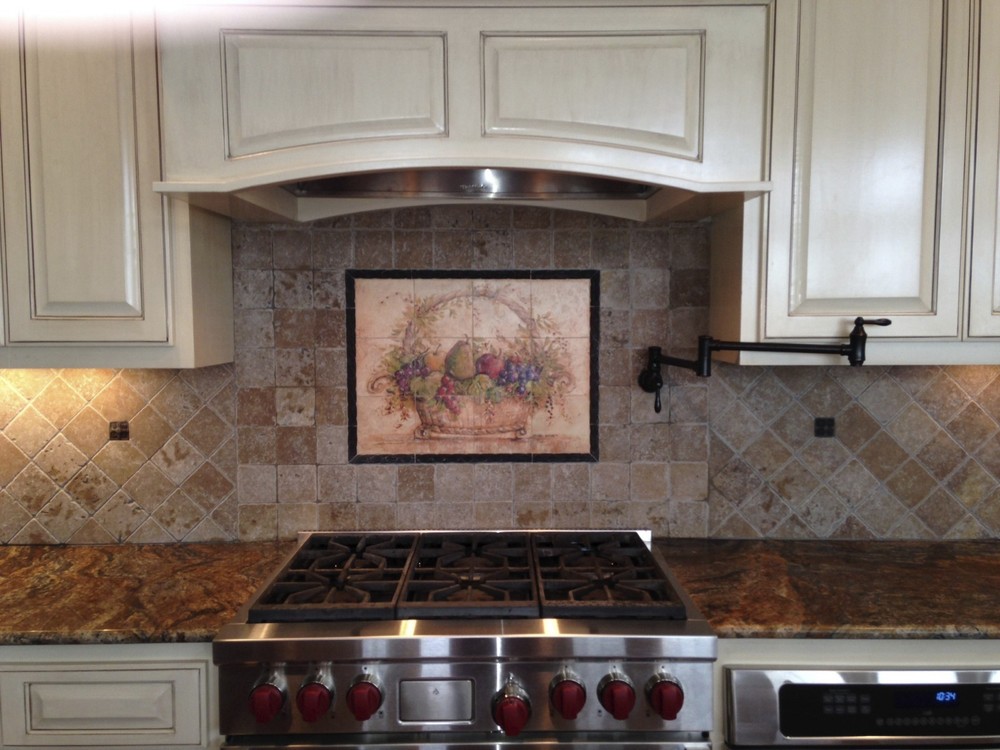 Mural Ceramic Grape Pear Basket Backsplash Tile #117