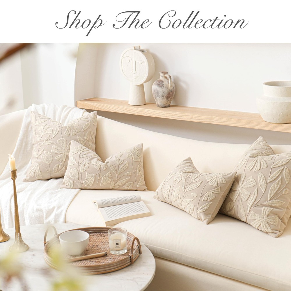 BlissBlush 14x36 Lumbar Pillow Cover for Bed, Rectangular Decorative Long Thr...