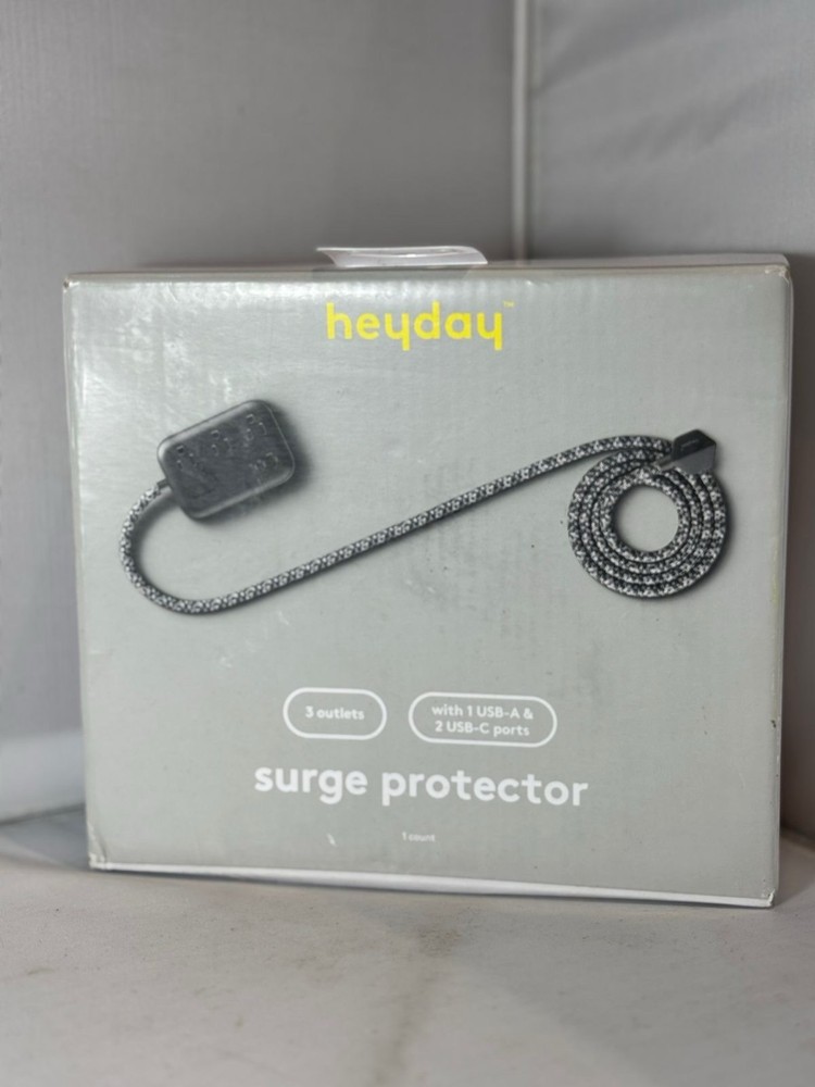 6' Surge Protector 3OL + 2C + 1A - heyday Black