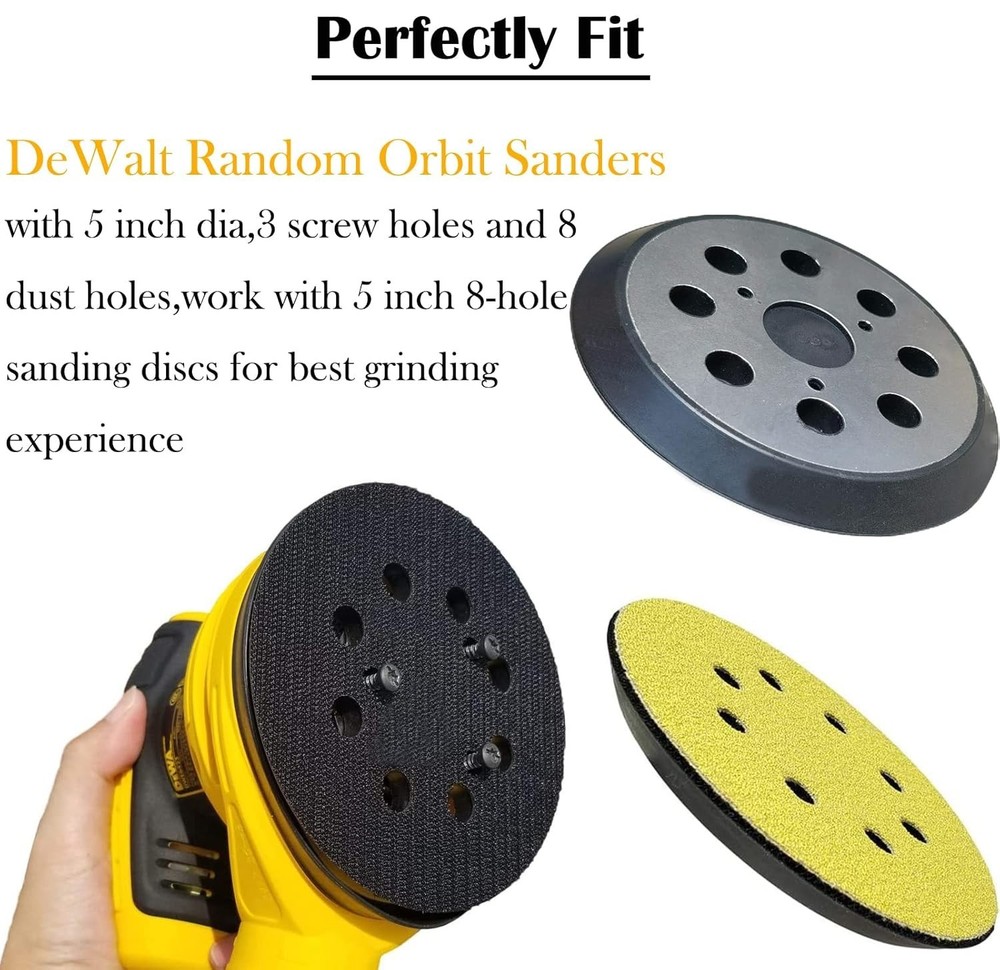 2pc 5" 8-Hole Metal Replacement Sander Sanding Pads for Dewalt Sander Hook Loop