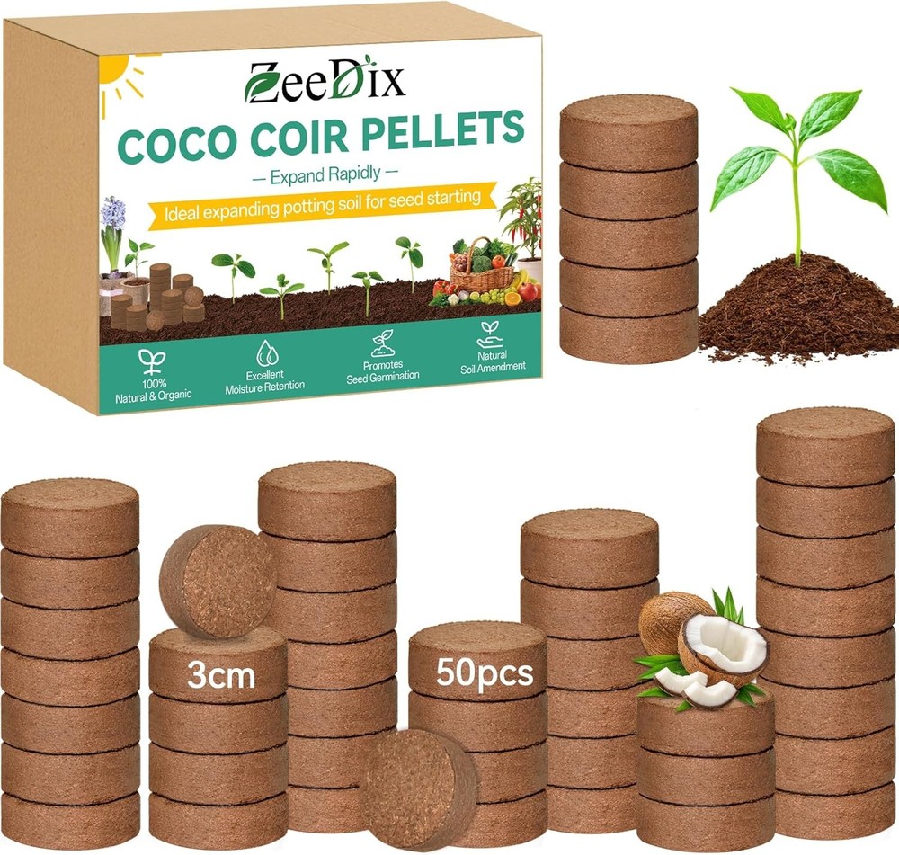 Organic Coco Coir Seed Starter Pellets 50 Pcs