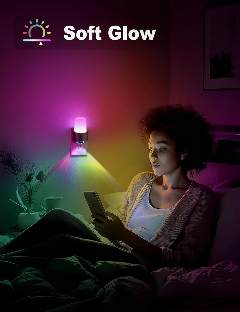 JandCase LED Night Lights Plug into Wall, Color Changing Multicolor