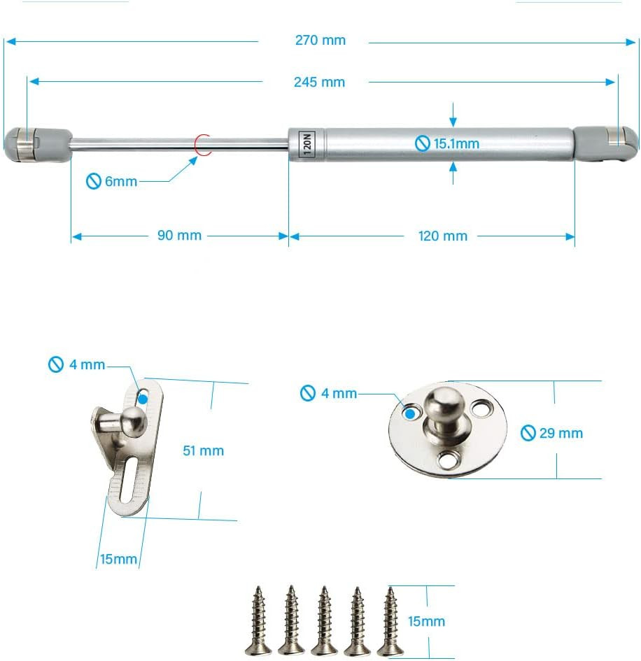 [2 Pack] Lift Support,Gas Strut,Soft Close Hinges Gas Spring, Lid Support, Kitch
