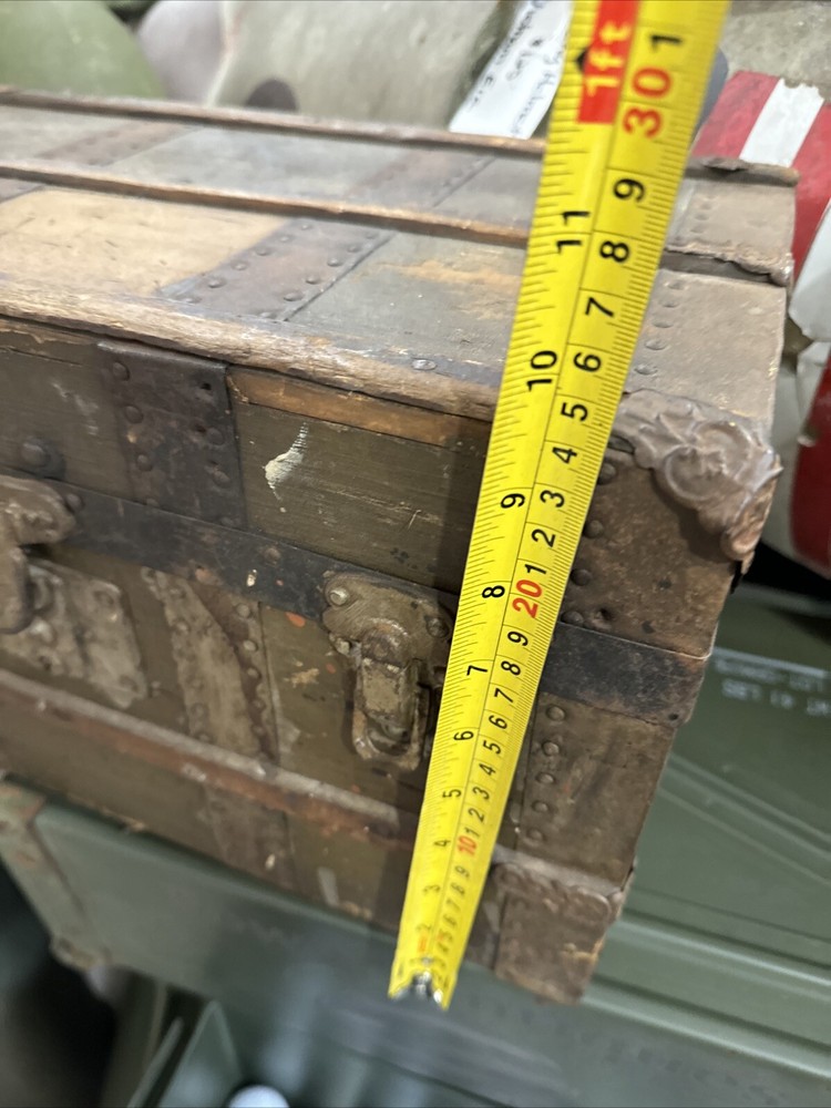 Small Antique Flat Top Steamer Trunk - 16"L