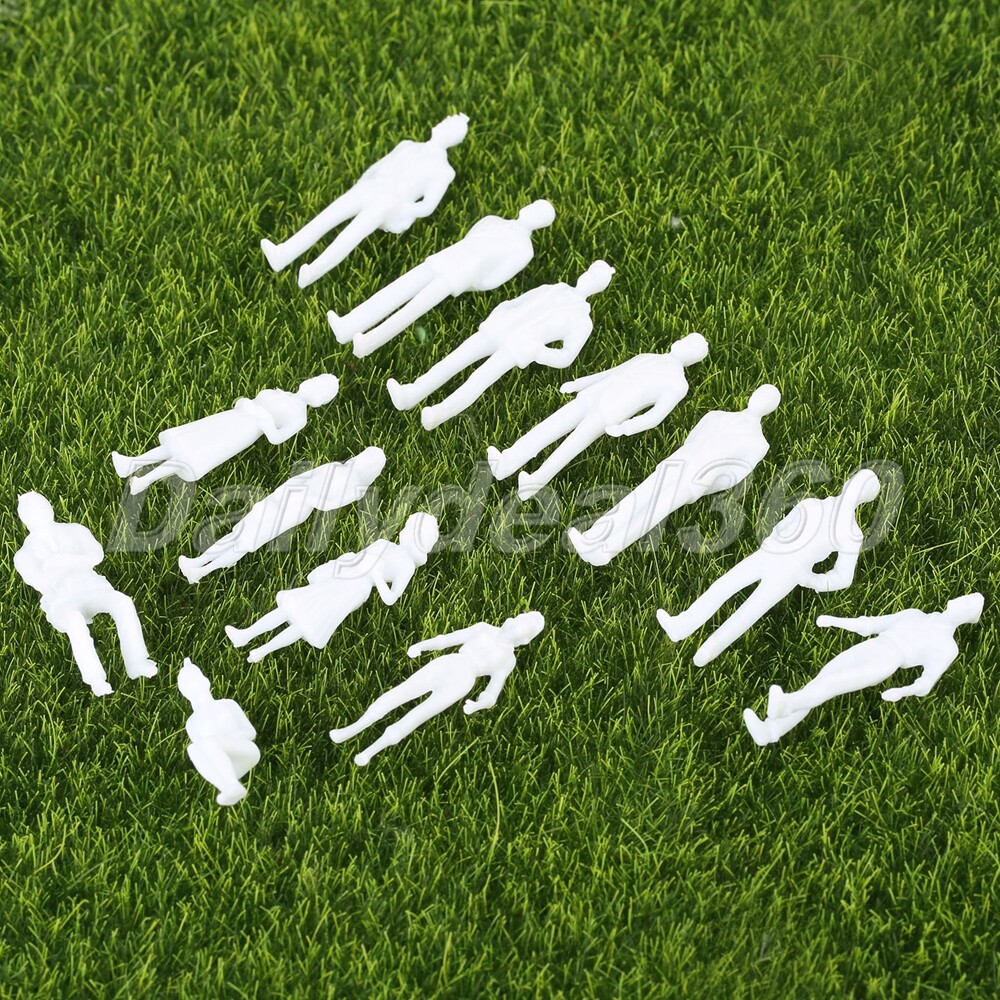 100pcs White Model Train Railway Passengers Figure Scene Decoration Scale 1:50
