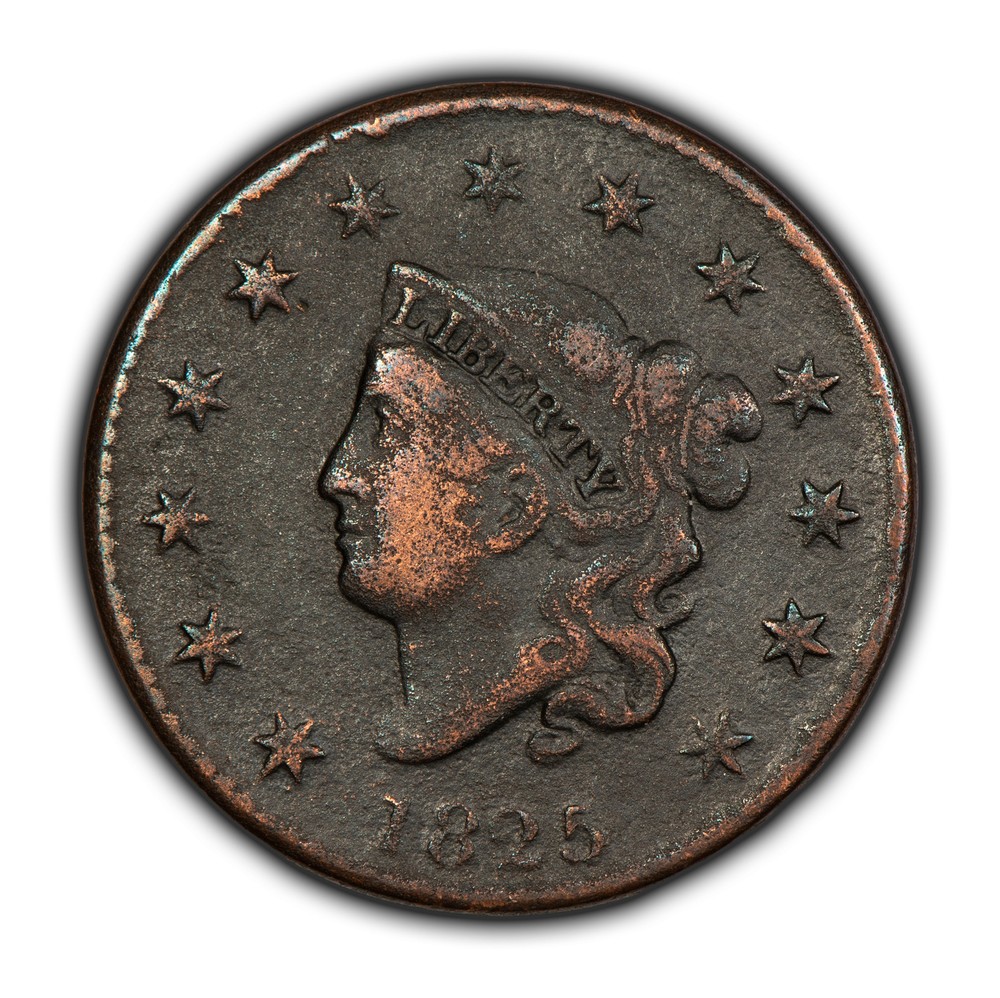 1825 1c Coronet Head Large Cent - VF Dets - SKU-T4446