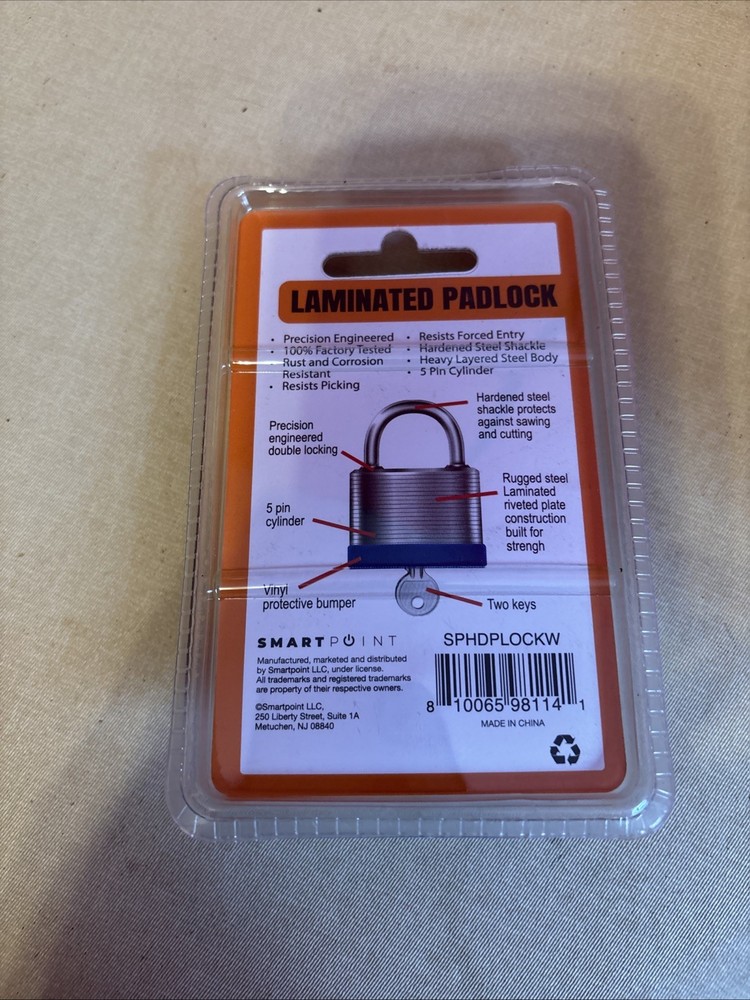 Work Point Laminated Padlock 1/2 Inch Shackle Includes 2 Keys