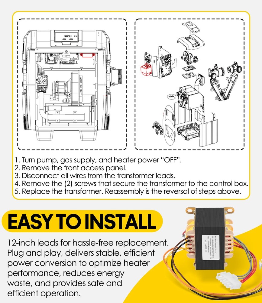 IDXL2TRF1930 Transformer Replace for Hayward Universal H-Series, Low NOx Heaters