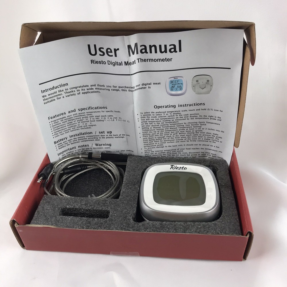 Riesto Touch Screen Thermometer and Timer With Extra Probe! Oven BBQ Grill