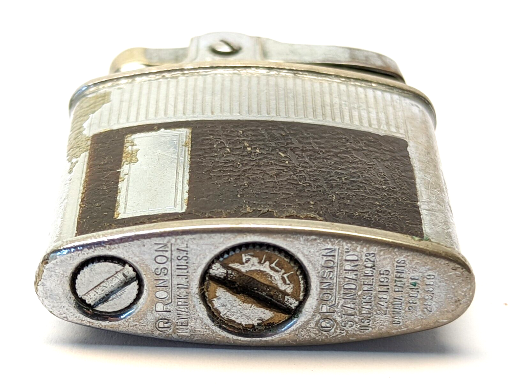 Mid-Century Ronson Standard Lighter, Leatherette Inlaid Modern Cigarette Lighter