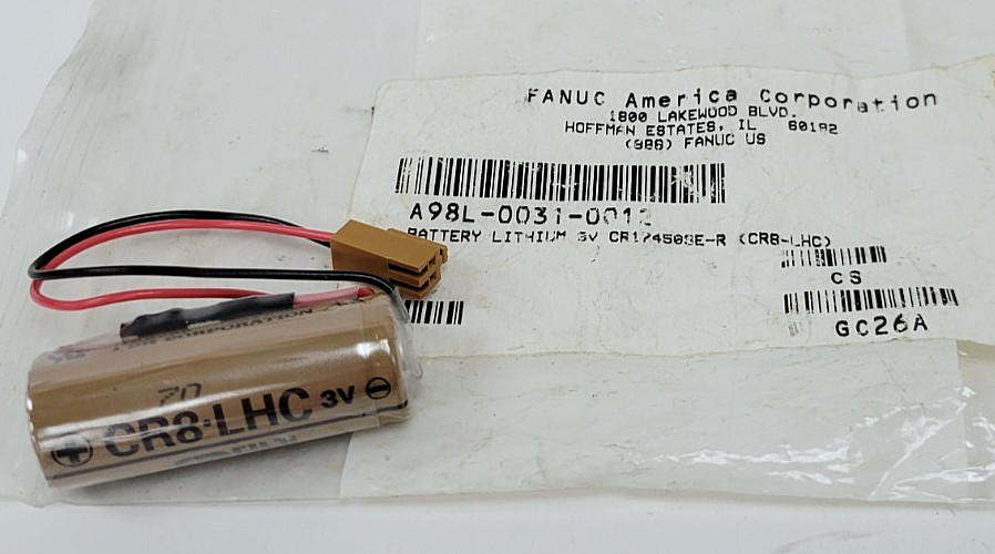 FANUC 3 VOLT LITHIUM BATTERY M/N: CR8-LHC