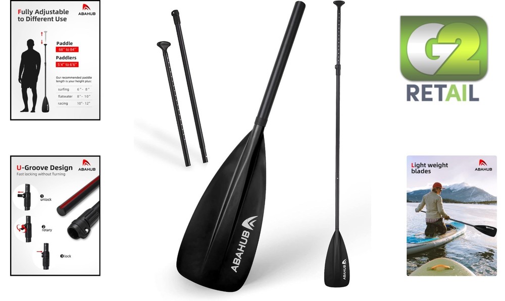 Beginner-Friendly Lightweight SUP Paddle with Concave Blade & Adjustable Length