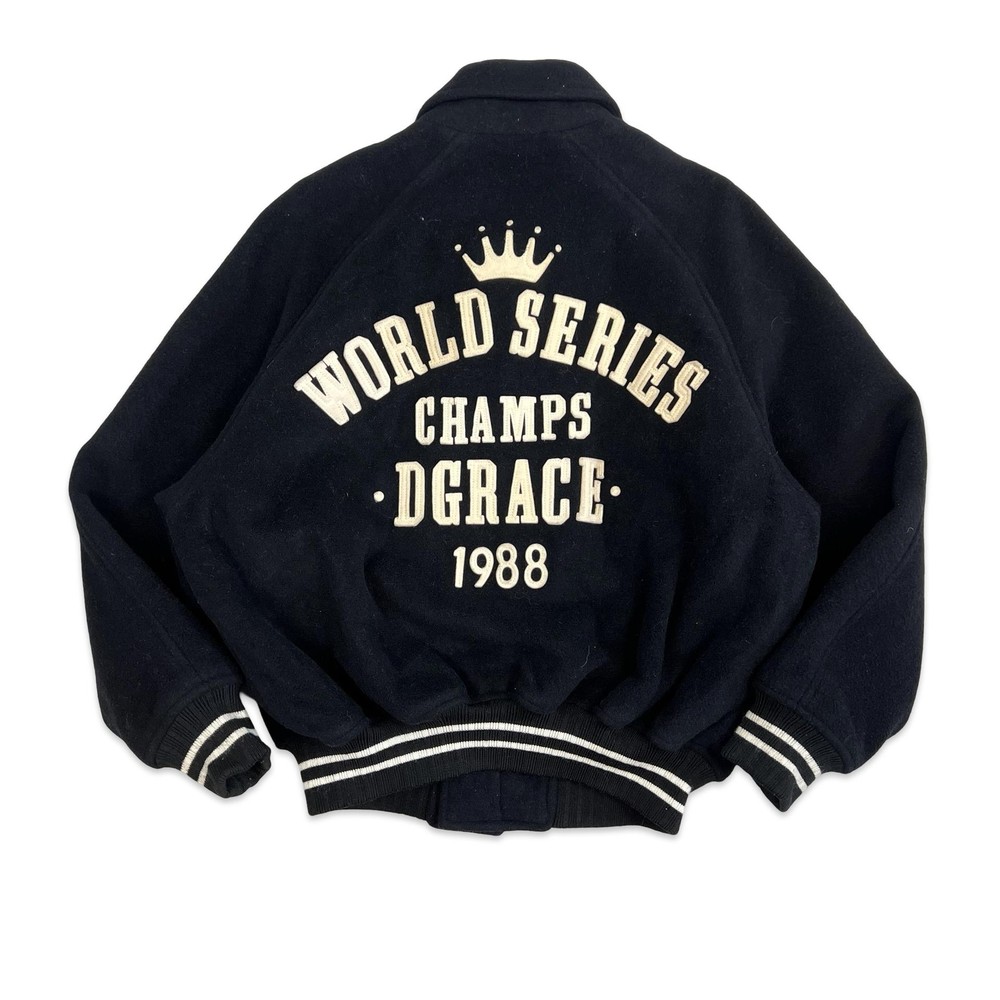 Vintage Black Wool Varsity Jacket Large