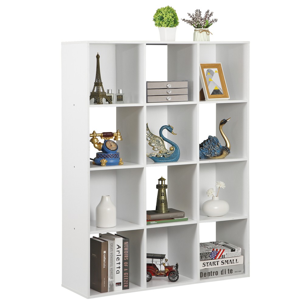 12-Cube Stackable Storage Organizer Display Bookcase for Home Office Decor
