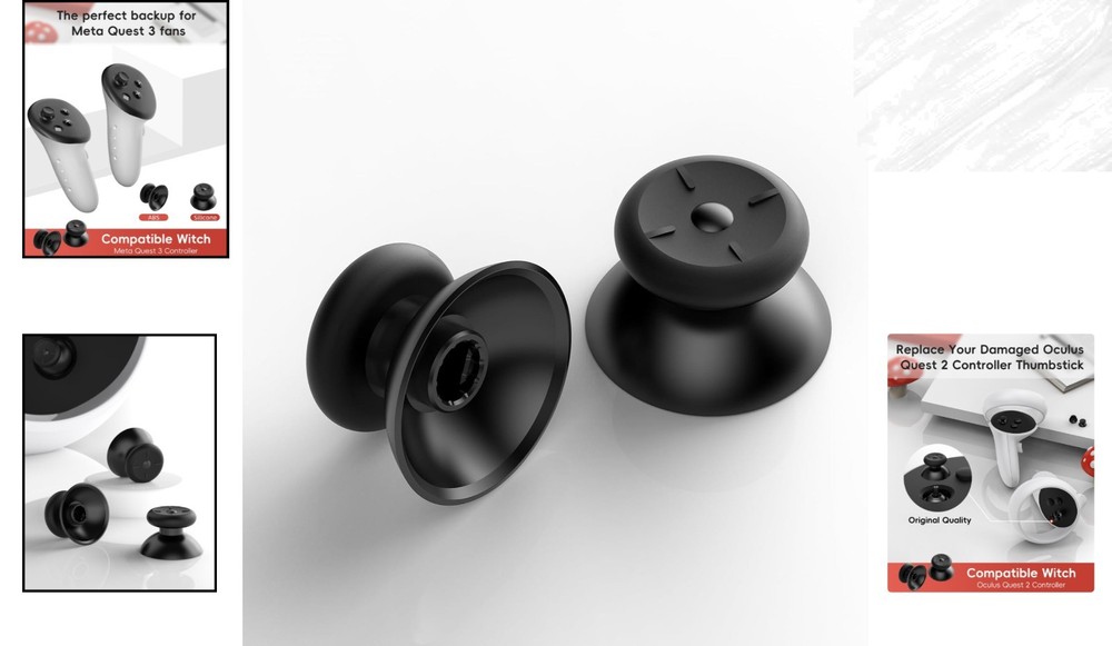 Complete 2-Pack Thumbstick Replacement Set for Oculus Quest 2 and 3 Controllers