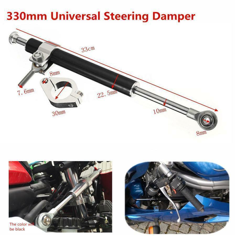 330mm Aluminum Motorcycle ATV Steering Damper 6 -Way Adjust Stabilizer Linear US