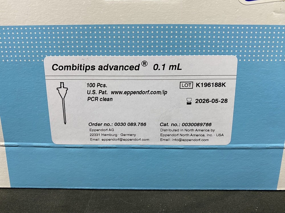 EPPENDORF Polypropylene Combitips Advanced .1mL Pipette Tips 0030089766 (100/pk)