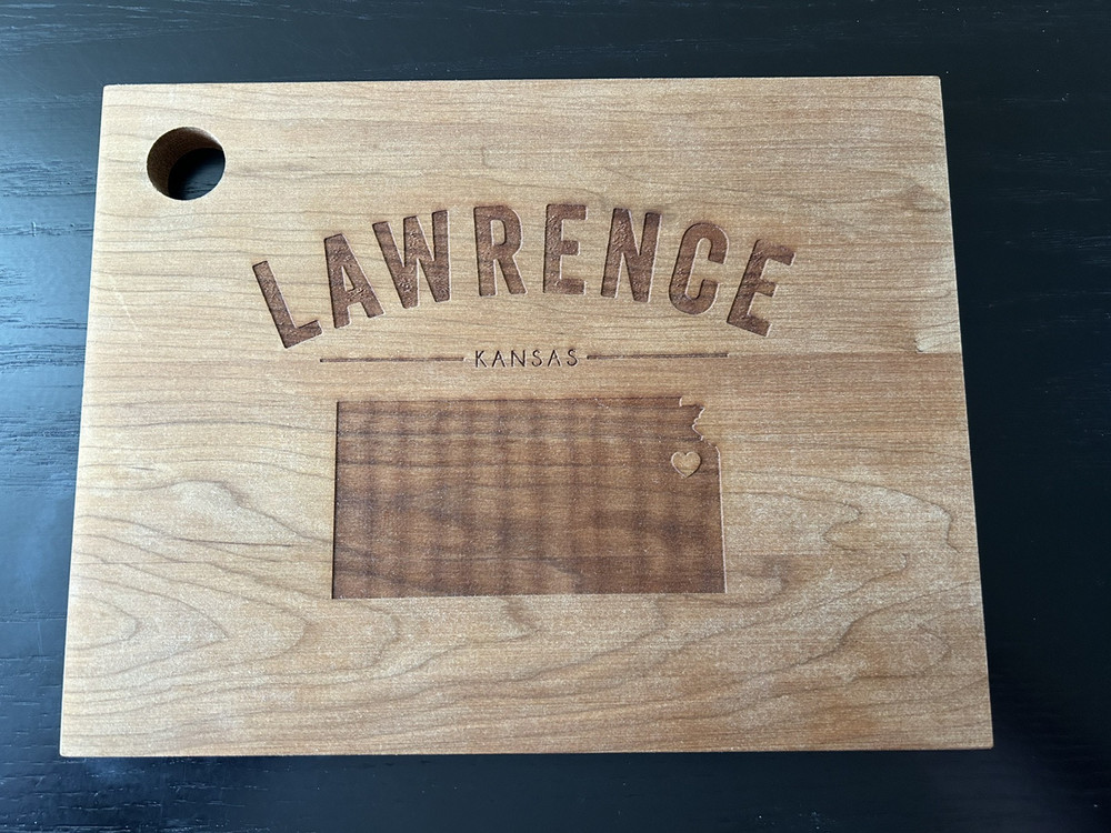 Lawrence, Kansas Wooden Cutting Board - Never Used!