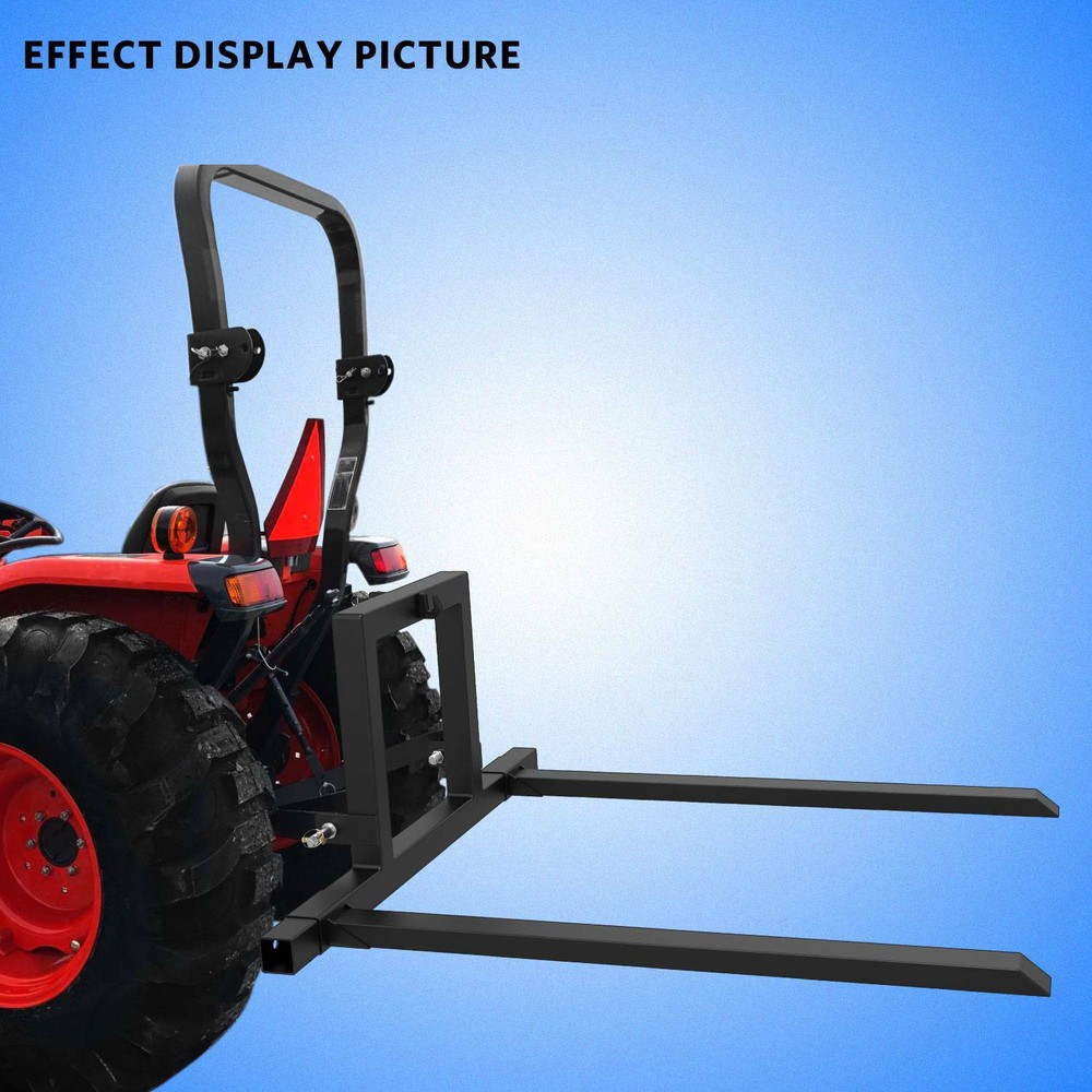 3 Point Hitch Pallet Fork 1500lbs Adjustable Attachments for Category 1 Tractor