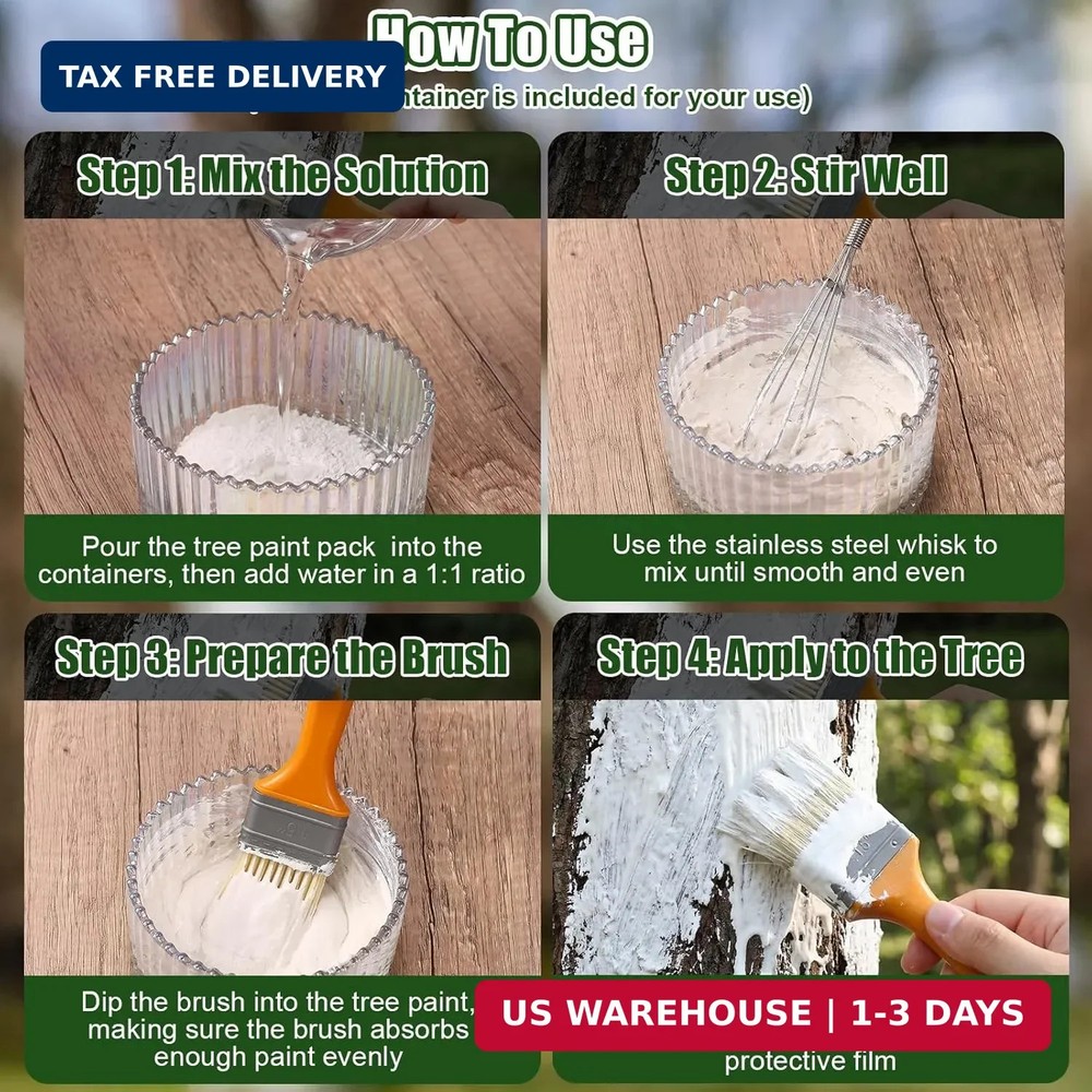 Kathfly Tree Paint Kit Tree Whitewash Trees Trunk Protection with Tinplate Conta