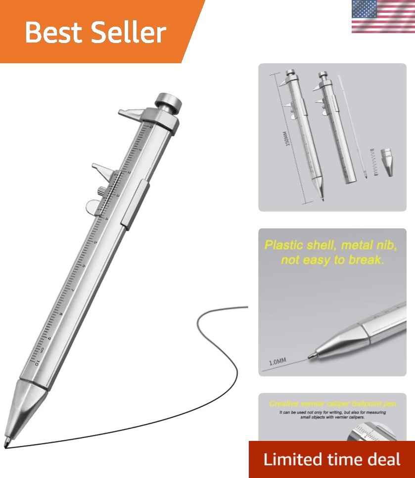 Dual Function Vernier Caliper & Ballpoint Pen - Perfect for Students and Pros